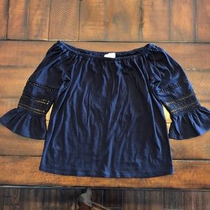 Off the shoulder bell sleeve top